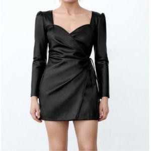 Zara faux leather wrap dress